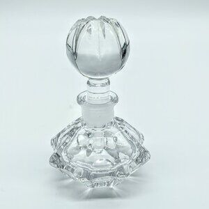Clear Crystal Faceted Starburst Stopper Perfume Bottle